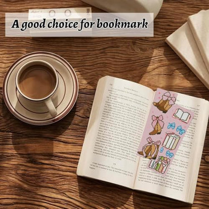 KYOQFVN 6 Pcs Pink Cross Stitch Bookmark Kit for Beginner, 14 CT Bow Stamped Cross Stitch Kits, Stamped Embroidery Bookmark Kit with Instructions Hand Craft - Image 4