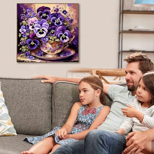 VIGEGU Flower Paint by Numbers Kit for Adults - Butterfly Orchid Paint by Number for Beginner DIY Adult Paint by Number Kits on Canvas,Oil Number Painting Kits for Home Decor 16x16inch - Image 2