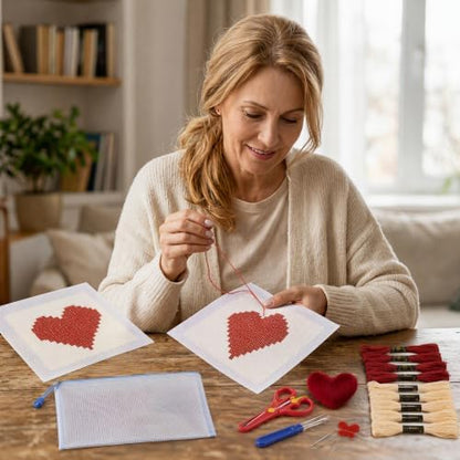 22Pcs Red Heart 18 Mesh Needlepoint Canvas Kit for Beginners Adults - Image 4