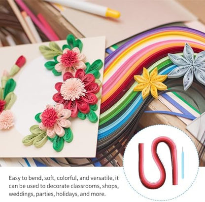 MECCANIXITY Paper Quilling Kit, 21.3 Inch 5mm Paper Quilling Strips with Blue Pen for Beginners DIY Hand Crafts Teaching Tools Flower Decoration(Red, Pack of 120) - Image 5