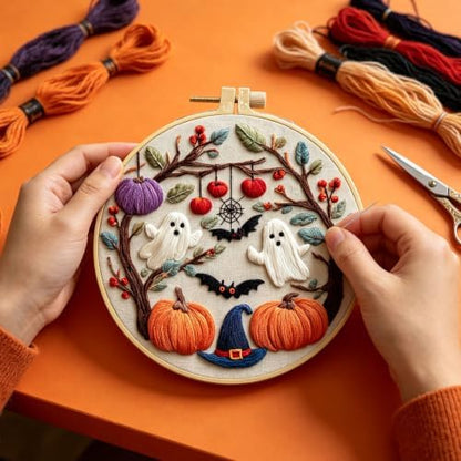RUIQLXHANG Halloween Ghost Pumpkin Embroidery Kit for Beginners - Image 4