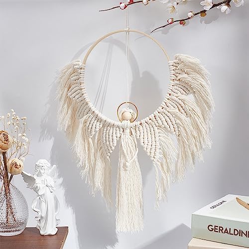 INFUNLY DIY Macrame Kit Angel Wings Boho Macrame Angel Tapestry DIY Christmas Macrame Kits for Adult Beginners Macrame Woven Wall Hangings with Instruction Video for Wedding Office Living Room Bedroom - Image 5