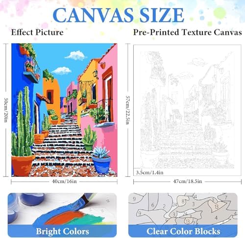 ZRIZQ Paint by Numbers Kit for Adults Beginner,Cityscape Cactus,16x20 - Image 2