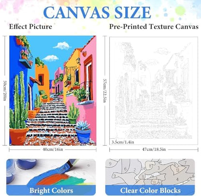 ZRIZQ Paint by Numbers Kit for Adults Beginner,Cityscape Cactus,16x20 - Image 2