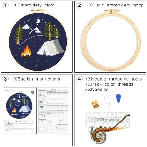 Crafmanoe Christmas Embroidery Kits for Beginners Adults, Hand Embroidery Starter Kits, Christmas Cross Stitch Kits for Beginners Craft Kits for Adults Women, Embroidery Hoops, Thread & Video Tutorial - Image 6