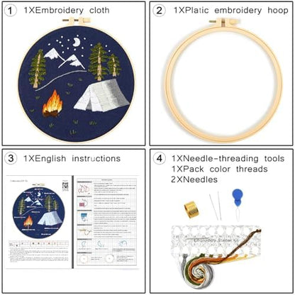 Crafmanoe Christmas Embroidery Kits for Beginners Adults, Hand Embroidery Starter Kits, Christmas Cross Stitch Kits for Beginners Craft Kits for Adults Women, Embroidery Hoops, Thread & Video Tutorial - Image 6