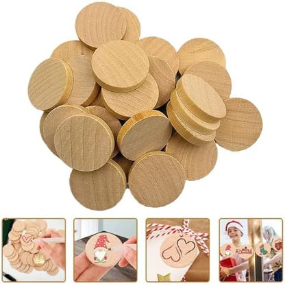 100PCS Natural Wood Slices 1.4 inch Blank Round Wooden Discs Unfinished Wood Circles Blank Wooden Ornaments for DIY Crafts - Image 7