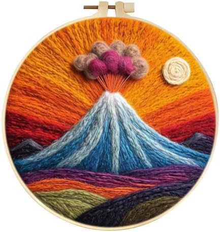 yesJRL Landscape Needle Felting Kits for Beginners, DIY Wool Felt Starer Needle Felt Set with Accessories for Home Decoration (Orange) by yesJRL