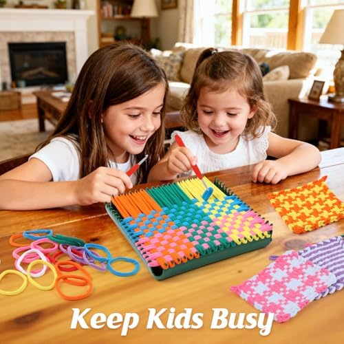 IQKidz Weaving Loom Kit for Girls Ages 8-12, DIY Arts and Crafts for Kids and Adults, Great Toy Gifts for Beginners 6-8 9 10 11 12, Potholder Knitting Loom with 224 Refill Loops - Image 3