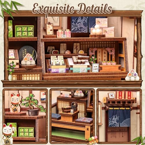 CUTEBEE Book Nook Kit, DIY Miniature House Japanese Sweet Wagashi Shop - Image 5