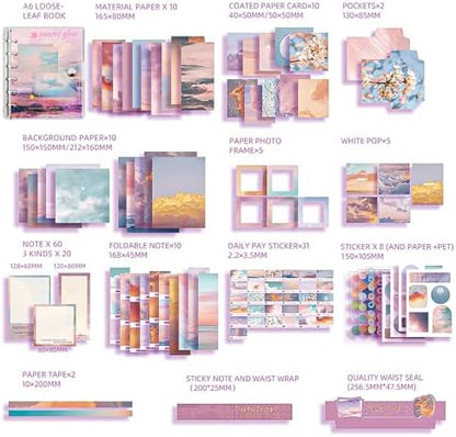 Scrapbooking Supplies Kit, A6 Grid Notebook, Vintage Junk Journaling Kit - Image 4
