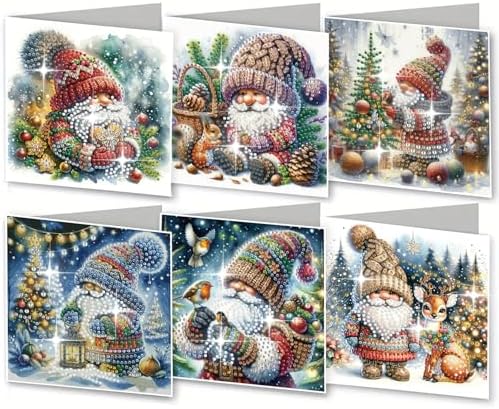DIY Diamond Greeting Cards Set, 5D DIY Diamond Art Painting Festival Style Greeting Card, DIY Christmas Card Making Kits for Family Friends Handmade Gift-#01-6PC Goblin by Unknown