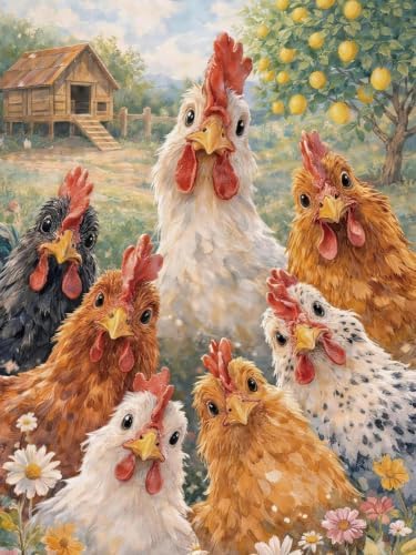 Mosaflare Chicken Stamped Cross Stitch Kits for Beginner 12x16 Inch by Mosaflare