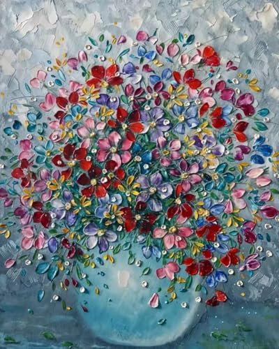 5DDIYART Flower Paint by Numbers for Adults Beginner, Paint by Number Kits on Canvas, Paint by Easy Acrylic Painting Home Wall Decor 16x20inch by Unknown
