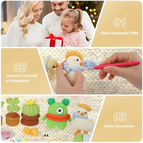 Autglint Duck Crochet Kit for Beginners Adults & Kids, Amigurumi Learn to Crochet Starter Kit with 4K Step-by-Step Video Tutorials, Includes Pre-Started Yarn, Crochet Hooks & Accessories - White Duck - Image 6