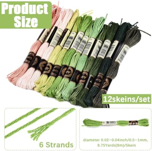 12 Skeins 105 Yards Green Friendship Bracelet String for Jewelry - Image 2