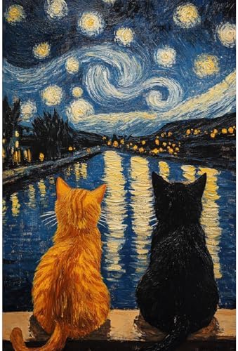 askkqtx Cat Stamped Cross Stitch Kits for Beginners Adults 12x16 Inch by askkqtx