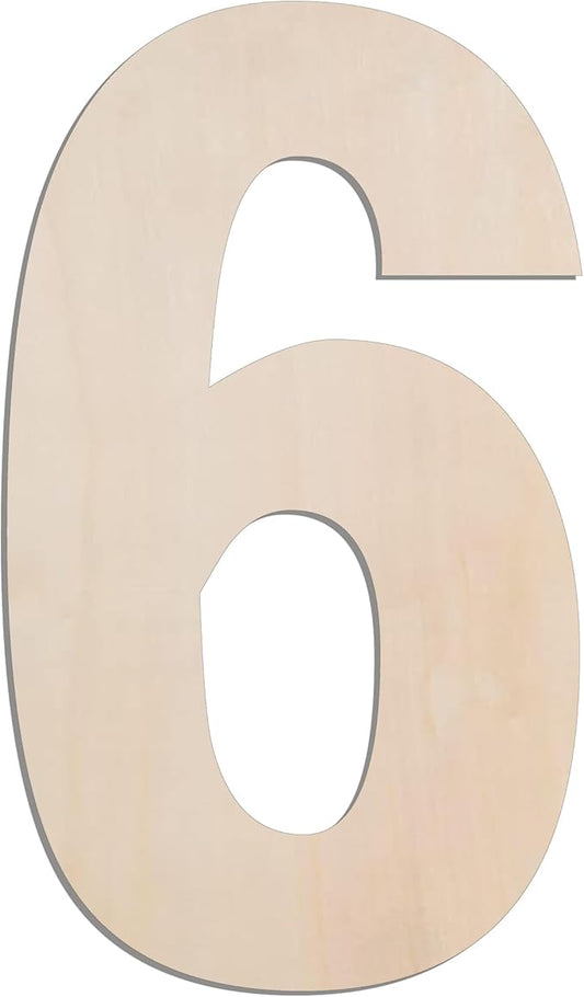 MGTECH 17 Inch Large Wooden Number 6, 1/4 in Thick Big Wood Number for Crafts and Wall Decor