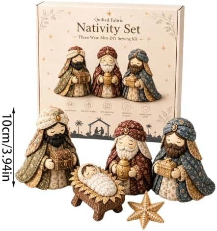 DIY Quilted Fabric Nativity Set Sewing Kit, Detailed Hand-Stitch Holy Family Manger Craft Set, Nativity Ornament Making Project for Home Display & Faith-Based Decor Creation for Adults，Type D - Image 7