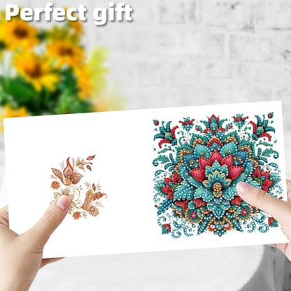 12 Packs Diamond Painting Greeting Card Kit Diamond Art Greeting Cards Special Shaped Diamond Painting Greeting Card Arts Crafts for Christmas Birthday Thanksgiving Day Holiday (Mandala) - Image 6