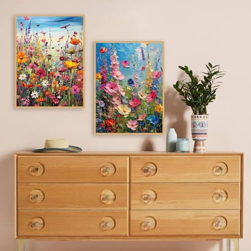 Fotasmua 2Pack Wild Flowers Paint by Numbers Kits for Adults - Flowers Adult Paint by Number Kits with Framed - Wooden Easel, DIY Acrylic Oil Painting by Numbers for Home Wall Decor 8 x 12 Inch - Image 2