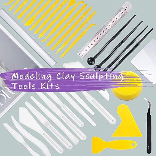 Swpeet 36Pcs Modeling Clay Sculpting Tools Kits, Ball Stylus Tool, Pottery Tools, Rubber Tip Pens, Plastic Clay Tools,Sculpting Kit for Making Modeling Clay Cake Fondant Decoration,Clay,Ceramics - Image 6