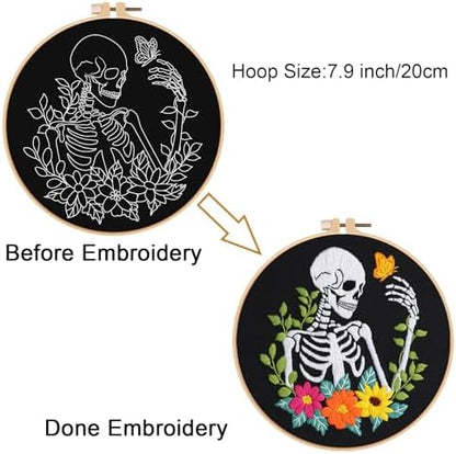 Louise Maelys Halloween Embroidery Kit with Skeleton, Flower and Butterfly - Image 3