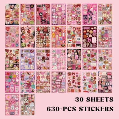 PRSTINCOL Sweetheart Vintage Style Sticker Book, 30 Pages of Aesthetic Stickers for Journaling Adults, Cute Retro Floral and Love Ephemera, 8.3 by 5.5 Inches, Over 550 Pieces - Image 3