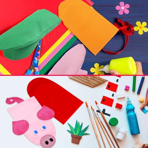 Soulchen 24 Pcs DIY Hand Puppets, Canvas Hand Puppet Making Kit DIY Arts and Crafts Sewing Projects for Fun Home Activities Classes Storytelling Party Favors (Mixed Colors) - Image 4