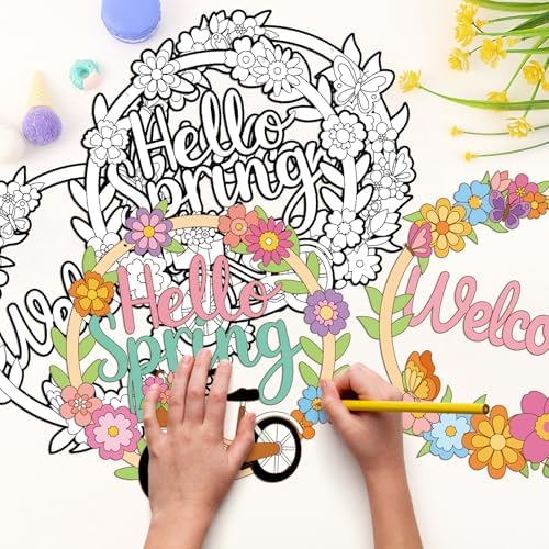 Sereliy 24 Pcs Spring Coloring Wreath Crafts, Color Your Own Flower Crafts, DIY Paper Wreath for Spring Home Activities Games. (Spring.24) - Image 4