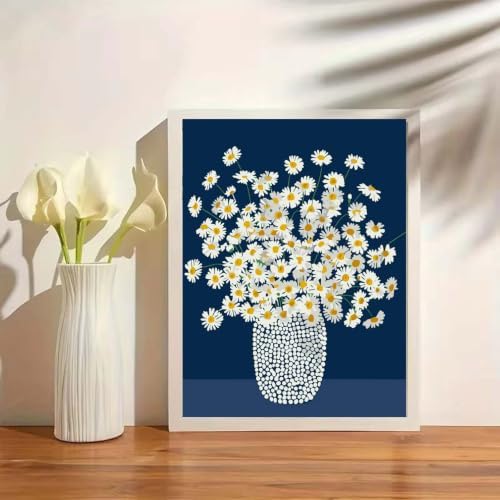 White Chrysanthemum Paint By Numbers Kit for Adults,Home Decor 16x20In - Image 3