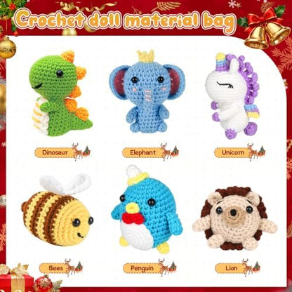 hisucbetter 6Pcs Beginner Crochet Starter Kit, Creative Birthday Gifts for Adults & Kids, Popular DIY Patterns, 40% Extra Yarn Crochet Animals Kits with Step-by-Step Video Tutorials - Image 4