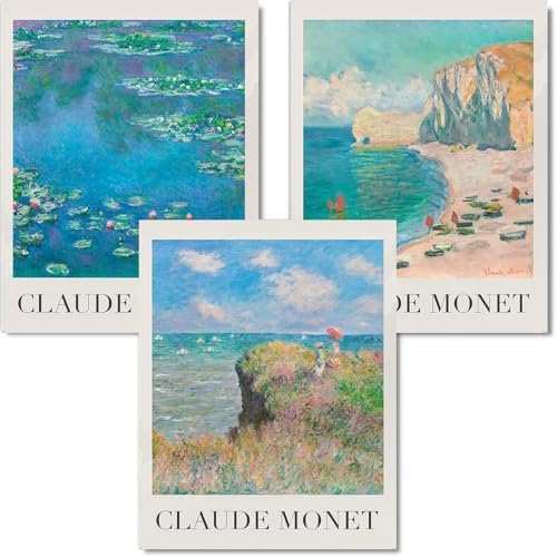 3 Pack Monet Paint by Numbers Kit for Adults Beginner (Without Frame) by KICHANG