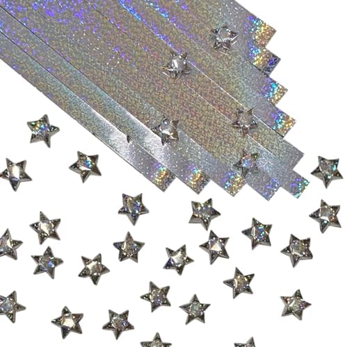 500-Strips Silver Sparkle Foil Paper Strips for Making Origami Stars, Lucky Stars, Puff Stars. Reflective Mirror Shiny Paper Strips, 0.5 x 11 inch. (Silver Sparkle Foil, 500) by OrigamiJoy
