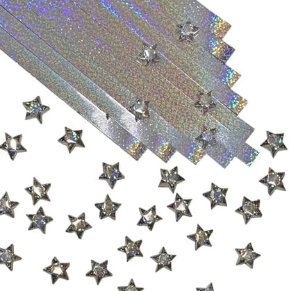 500-Strips Silver Sparkle Foil Paper Strips for Making Origami Stars, Lucky Stars, Puff Stars. Reflective Mirror Shiny Paper Strips, 0.5 x 11 inch. (Silver Sparkle Foil, 500) by OrigamiJoy