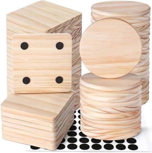 60 PCS Unfinished Wood Coasters, Solid Wooden Blanks for Laser Engraving by GOHDODD
