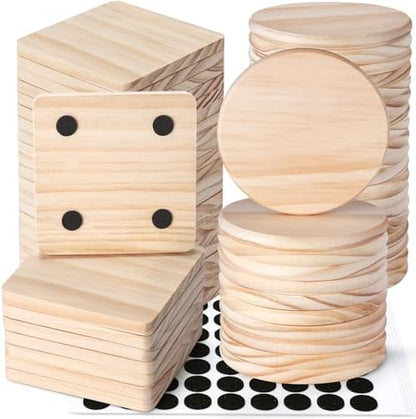 60 PCS Unfinished Wood Coasters, Solid Wooden Blanks for Laser Engraving by GOHDODD