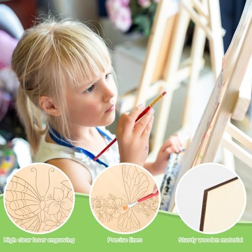 COCHIE 10 Pieces Large Spring Butterfly Unfinished Wood Crafts to Paint for Adults, Bulk Predrilled Wooden Ornaments for Painting, Butterflies Paintable Wood Slices Craft Supplies with Ropes - Image 3
