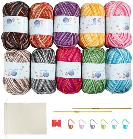 Yinsun 10x50g Multi Color Acrylic Yarn 50g 1750 Yards Crochet Yarn Starter kit with Storage Bag for Knitting Crocheting Weaving Adult and Kid Craft Projects (Pack of 3) - Image 3