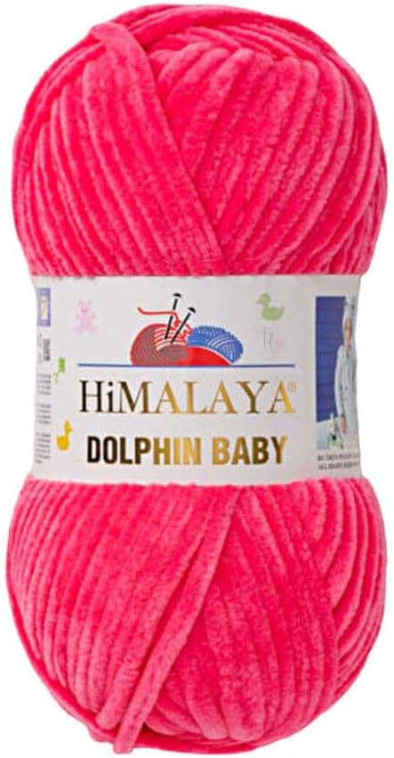1 Skein/Pack Himalaya Dolphin Baby Chenille Yarn, Each Ball 100 gr (3.5 oz), 120 m (132 Yards), 100% Polyester, Super Bulky Baby Blanket Velvet Amigurumi Yarn, 80324 - Candy Pink