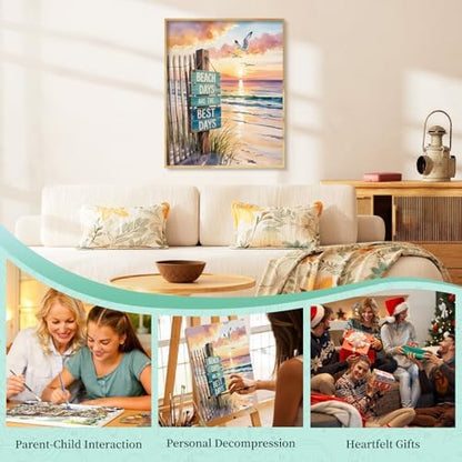 Paint by Numbers Kit for Adults, Beach DIY Acrylic Painting Kit, 16x20 Inch - Image 7