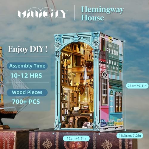 MiniCity Hemingway House DIY Book Nook Kit, Miniature House Puzzle with LED - Image 2