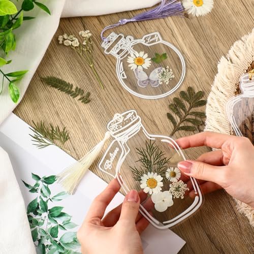Taobary 91 Pcs DIY Dried Flowers Bookmarks Transparent, Simple Color - Image 6