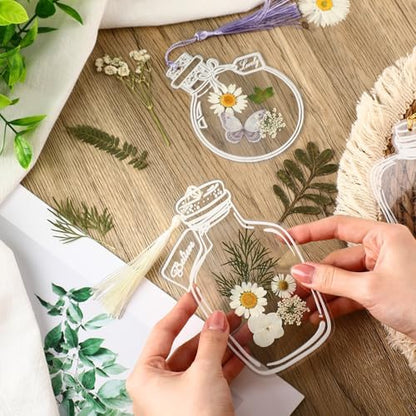 Taobary 91 Pcs DIY Dried Flowers Bookmarks Transparent, Simple Color - Image 6