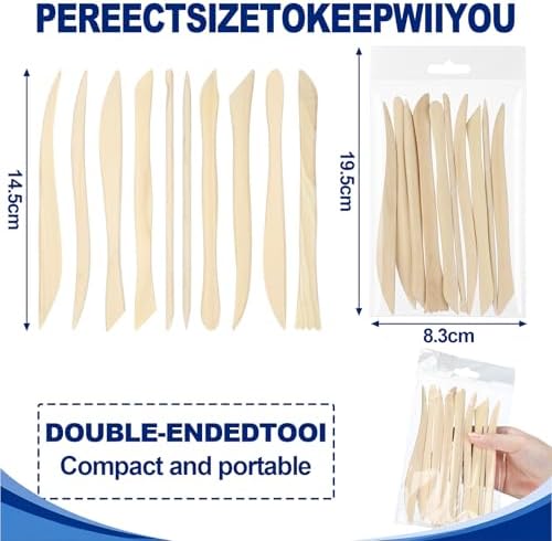 Ferrochef 10 Set 100 Pcs Clay Tools, Beech Sculpting Tools, Classic Style - Image 2