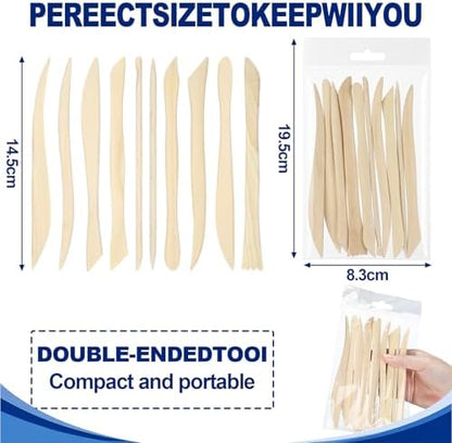 Ferrochef 10 Set 100 Pcs Clay Tools, Beech Sculpting Tools, Classic Style - Image 2