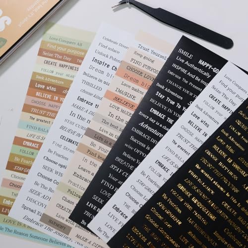 Bomichi Scrapbook Supplies, 40 Sheets 2370 Pcs Word Quote Stickers Scrapbooking Supplies, Junk Journal Supplies for Scrapbook Junk Journal Bullet Journal DIY Craft Card Making - Image 6
