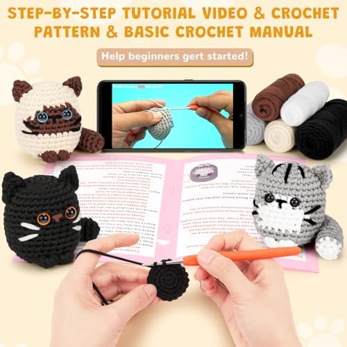 Crochet Kit for Beginners, Cat Crochet Kit for Adults Beginner - Image 4