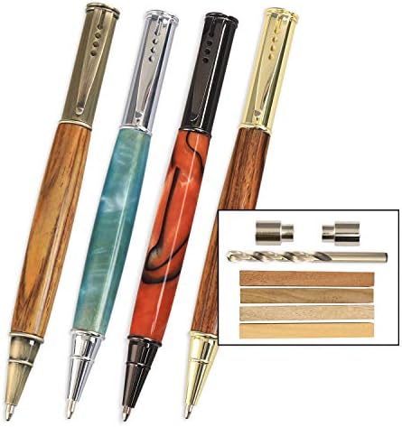 Legacy Woodturning, Wordsmith Pen Kit Starter Pack with Bushings, Hurricane M42 Cobalt Drill Bit, Pen Kits, Wood Pen Blank Sampler Pack by LegacyWoodturning