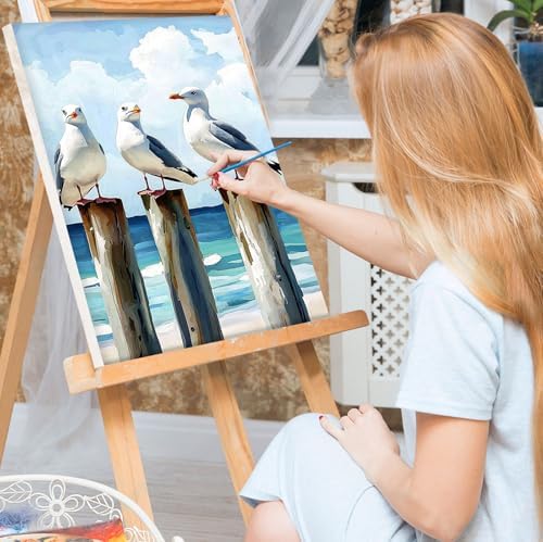 Bowetile Framed Paint by Numbers Seagull for Adults Beginners, Adults' Paint-by-Number Seagull Kits, Easy Adult Paint by Number Kits on Canvas, Acrylic Animals Number Painting for Home Decor, 8x12in - Image 2